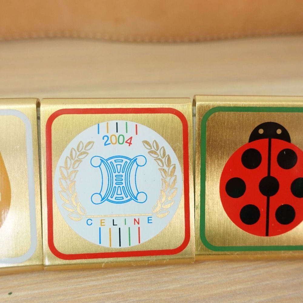 CELINE Belt 80 32 Small Western Equestrian Rugby Gold Buckle Logo RARE 2004 Y2K - Picture 3 of 16